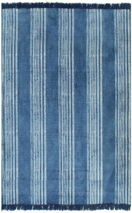 VIDAXL Kelim vloerkleed met patroon 160x230 cm katoen blauw
