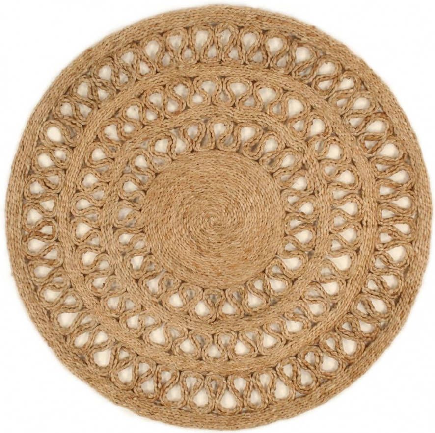 VIDAXL Tapijt rond 90 cm gevlochten jute