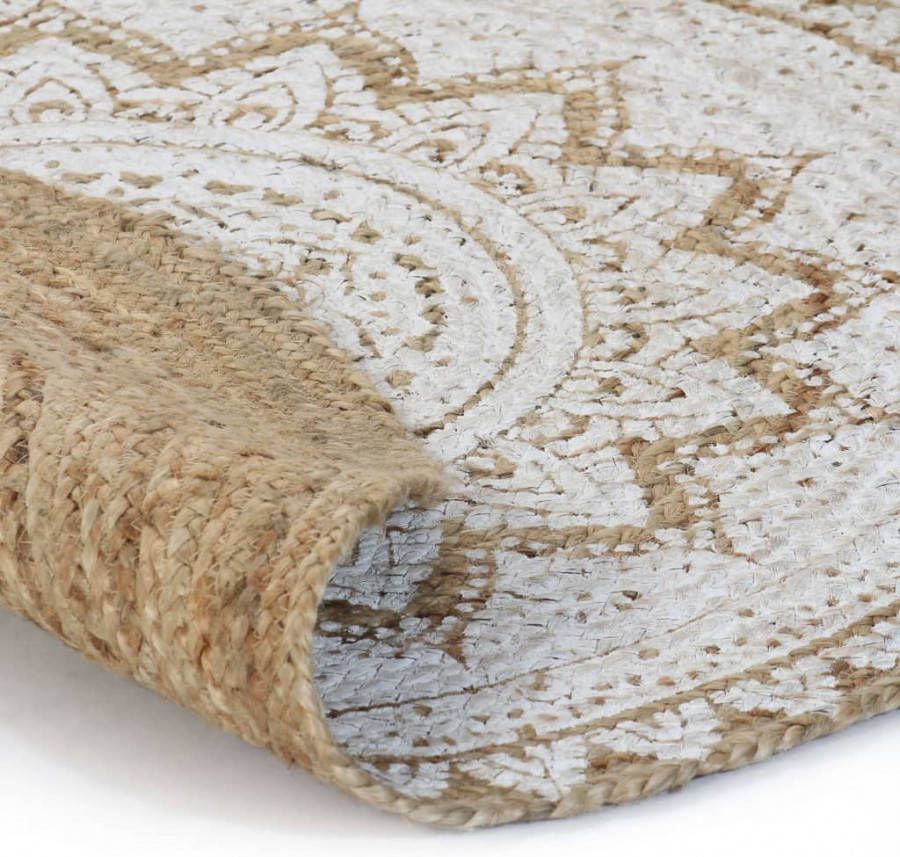 VIDAXL Vloerkleed met print rond 240 cm gevlochten jute