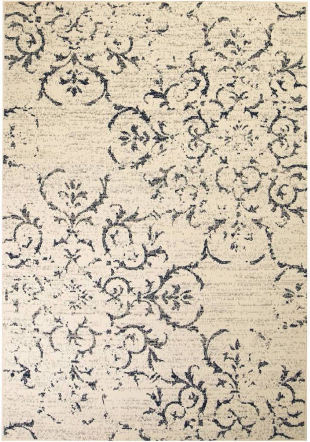 VIDAXL Vloerkleed modern bloem ontwerp 120x170 cm beige/blauw