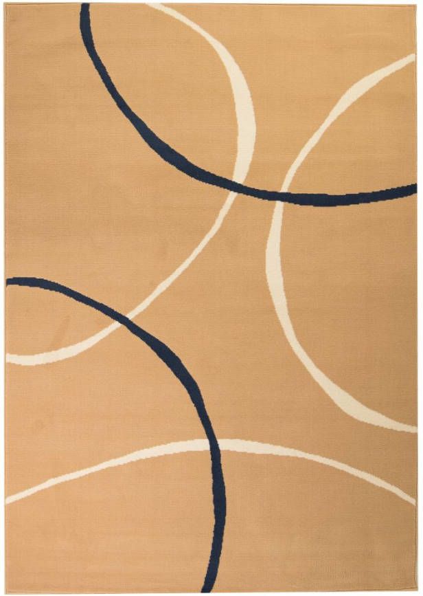 VIDAXL Vloerkleed modern cirkel ontwerp 140x200 cm bruin