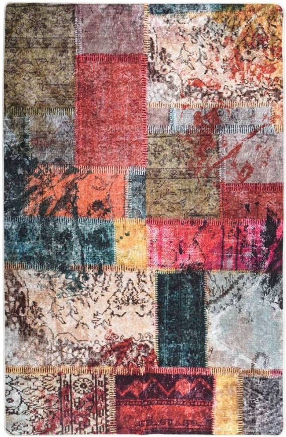 VIDAXL Vloerkleed wasbaar anti slip patchwork 80x150 cm meerkleurig