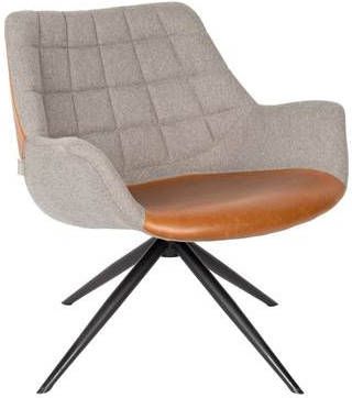 Zuiver Doulton Loungestoel Polyester/Hout 84,5 x 78,5 cm Vintage Bruin