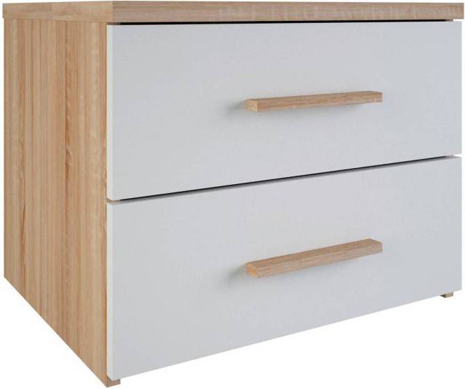 Leen Bakker Nachtkastje Selena 2 lades eikenkleur/wit