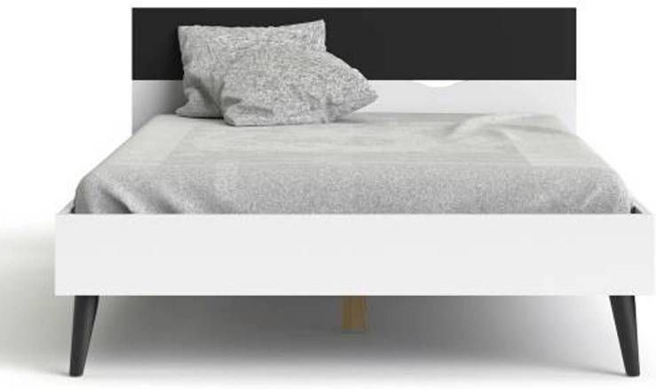 Leen Bakker Bed Delta wit/mat zwart 140x200 cm