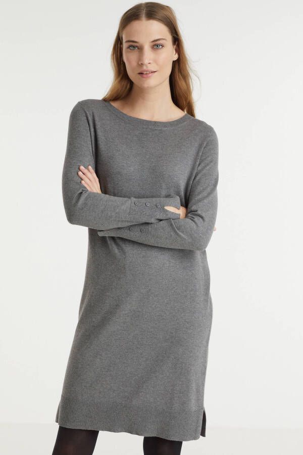 ESPRIT Women Casual fijngebreide jurk met biologisch katoen grijs