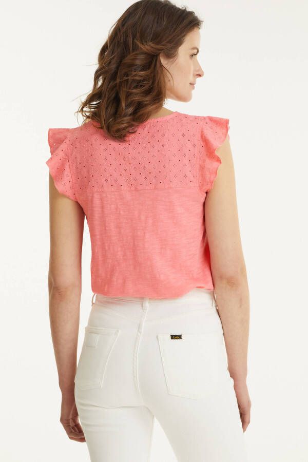 ESPRIT Women Casual top van biologisch katoen roze