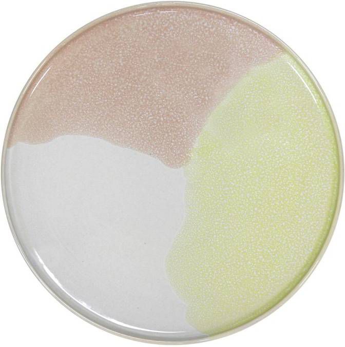 HK Living Gallery ceramics rond bordje roze/geel online kopen