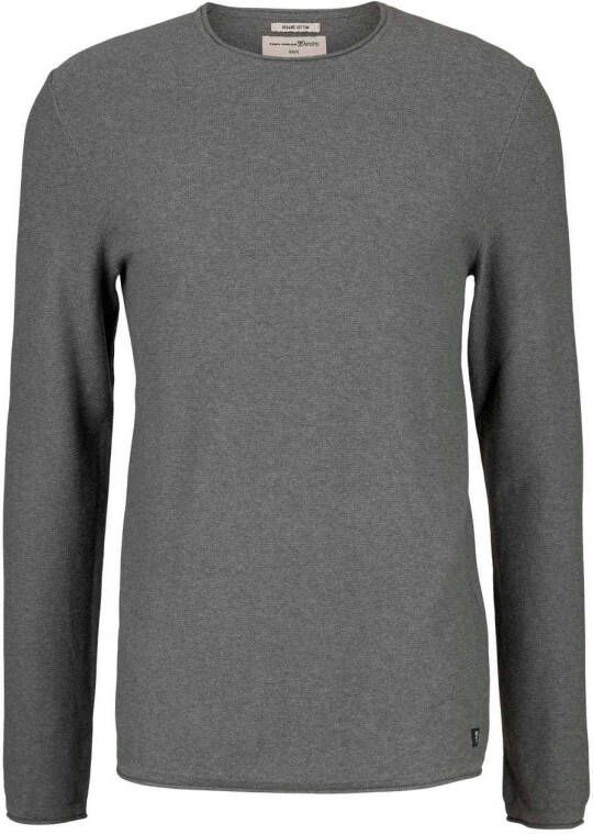 Tom Tailor Denim gemêleerde fijngebreide trui grijs melange