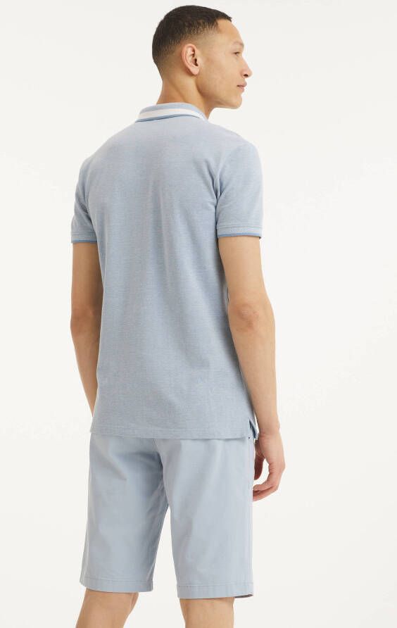 Tom Tailor Denim gemêleerde regular fit polo lichtblauw