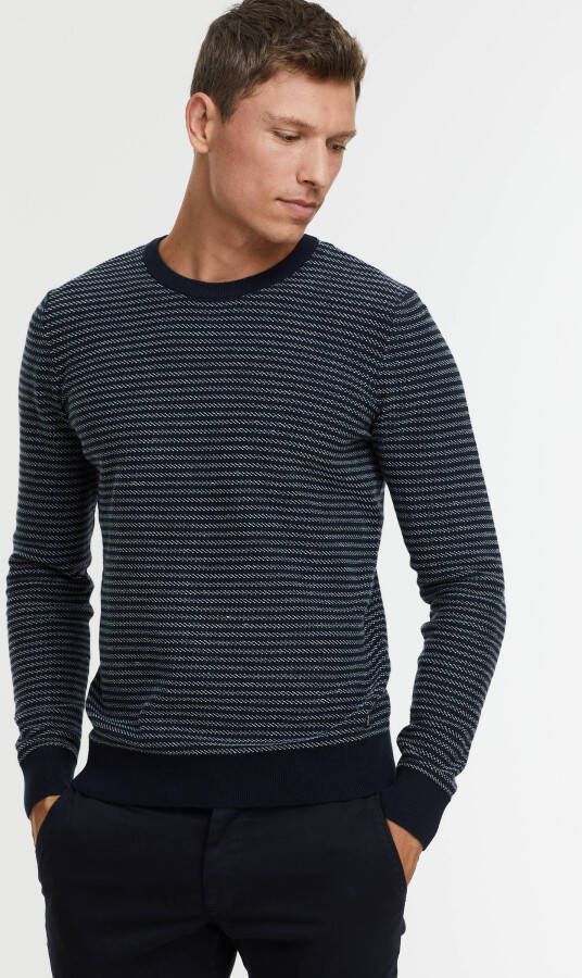 Tom Tailor Denim gemêleerde trui navy white graphic