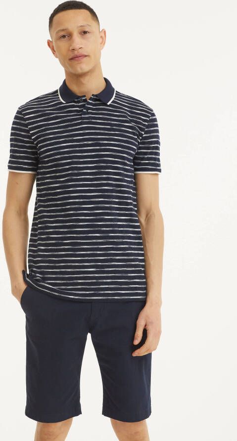 Tom Tailor Denim gestreepte regular fit polo donkerblauw