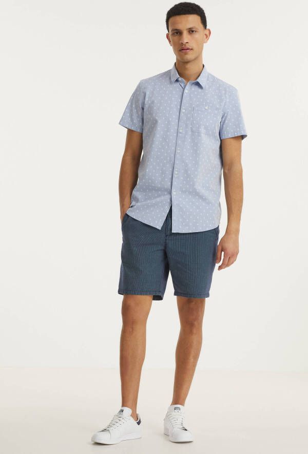Tom Tailor Denim regular fit overhemd met all over print lichtblauw