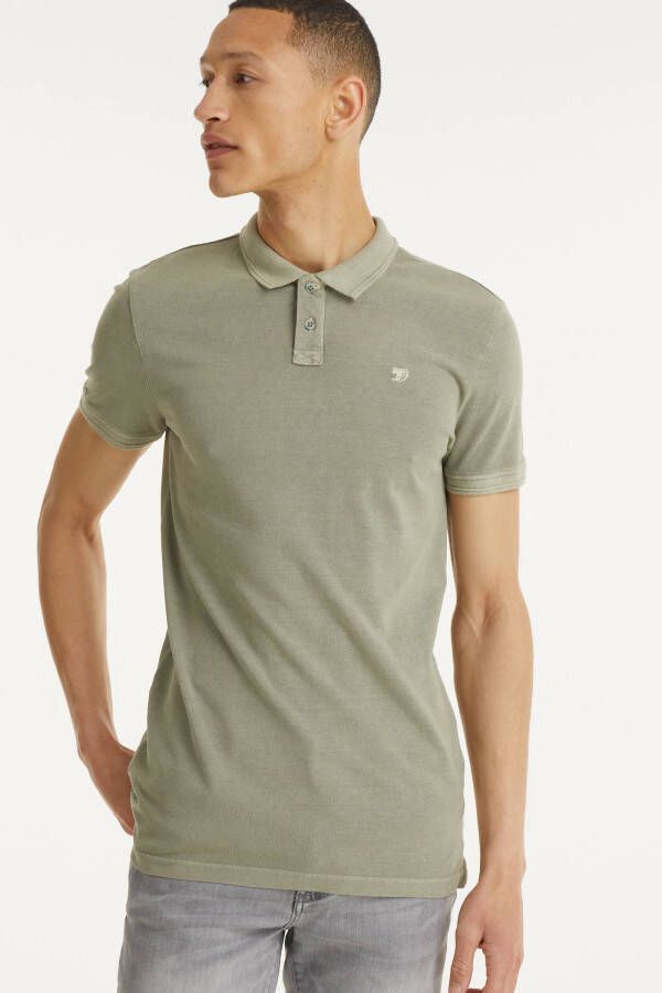 Tom Tailor Denim regular fit polo met logo grijsgroen