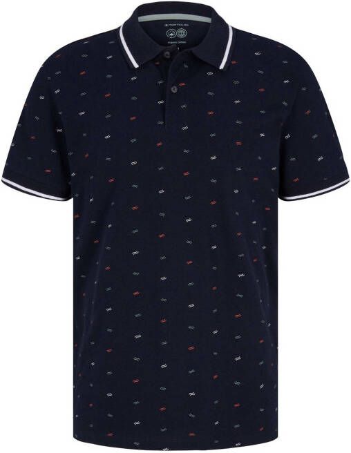 Tom Tailor polo met contrastbies navy