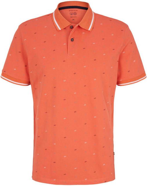 Tom Tailor polo met contrastbies oranje