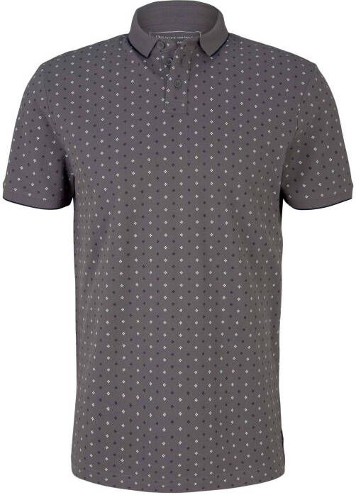 Tom Tailor regular fit polo met all over print mid grey
