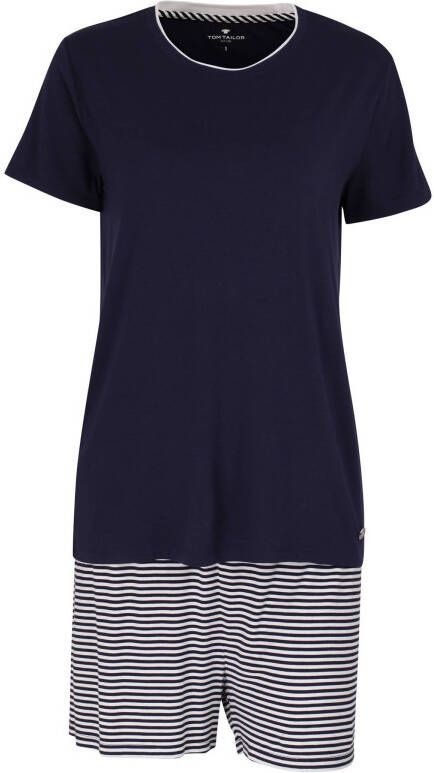 Tom Tailor shortama donkerblauw/wit