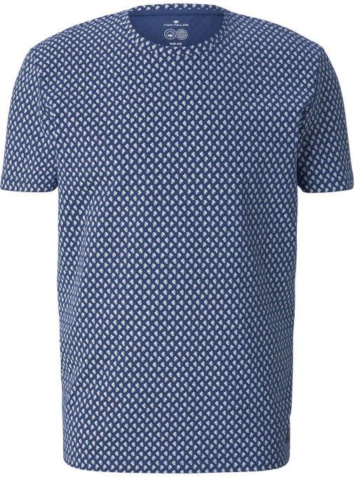 Tom Tailor T shirt met all over print donkerblauw