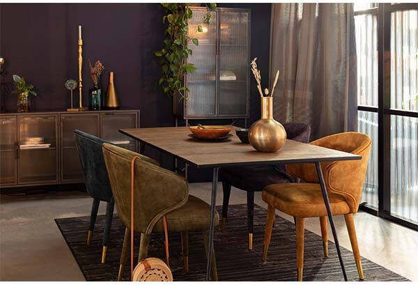 Wants&Needs Furniture EETKAMERSTOEL LUNAR VELVET PETROL 80 x 52 x 59