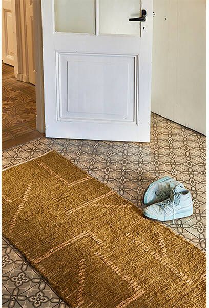 HKliving Vloerkleed handgeweven katoen mosterd/honing 70x200 cm